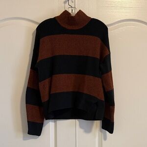 Abercrombie & Fitch Striped Navy and Rust Women's Turtleneck Sweater